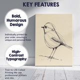 Minimalist Sketch Perched Songbird Line Drawing Canvas Wall Art Print Decor Picture Ready to Hang