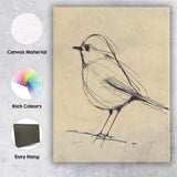 Minimalist Sketch Perched Songbird Line Drawing Canvas Wall Art Print Decor Picture Ready to Hang