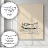 Minimalist Row Boat On Calm Water Line Art Canvas Wall Art Print Decor Picture Ready to Hang