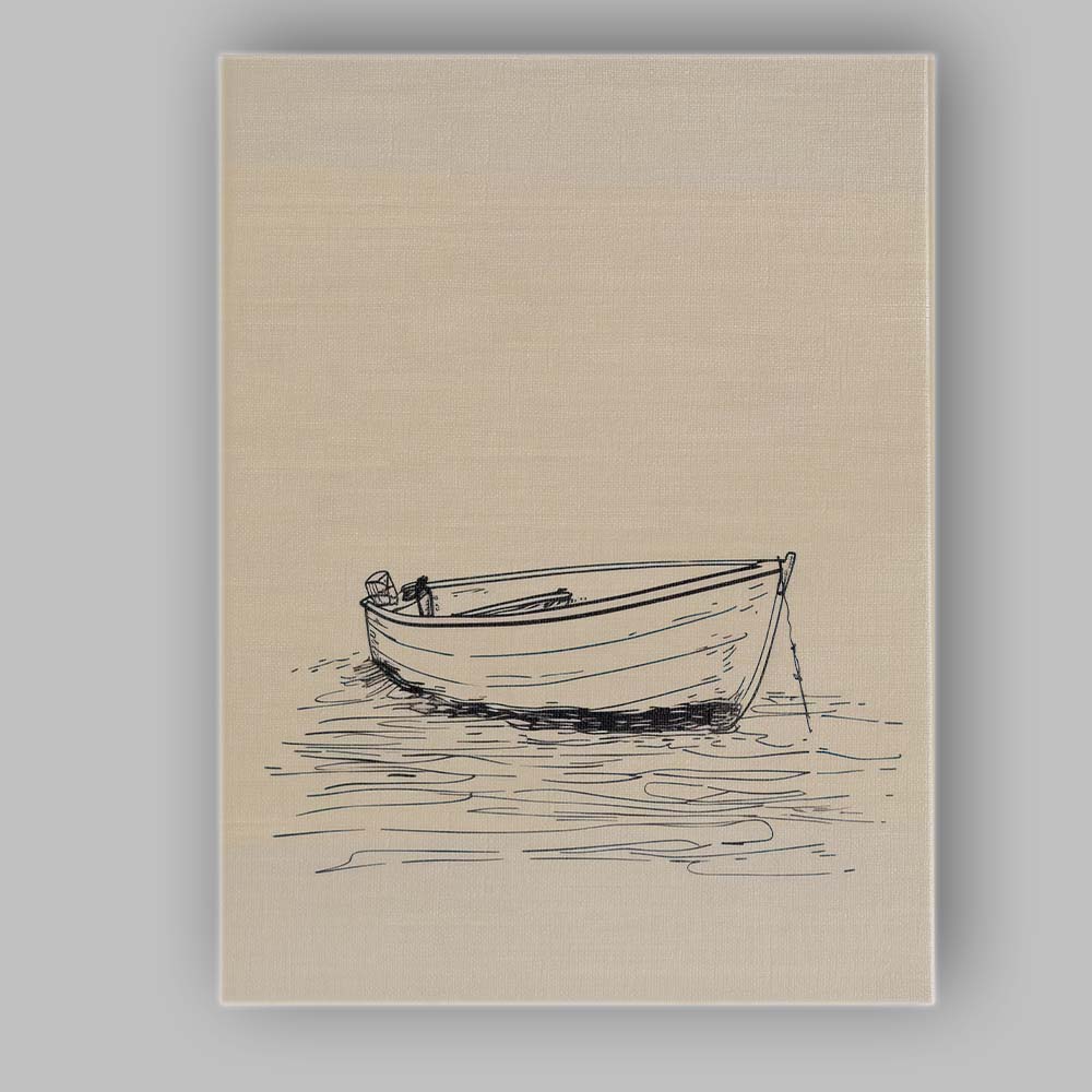 Minimalist Row Boat On Calm Water Line Art Canvas Wall Art Print Decor Picture Ready to Hang