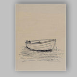 Minimalist Row Boat On Calm Water Line Art Canvas Wall Art Print Decor Picture Ready to Hang