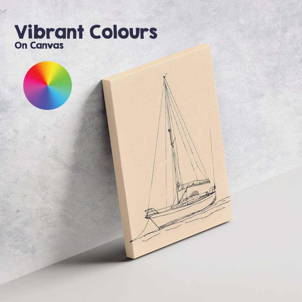 Minimalist Sailing Yacht Nautical Line Art Canvas Wall Art Print Decor Picture Ready to Hang