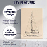 Minimalist Sailing Yacht Nautical Line Art Canvas Wall Art Print Decor Picture Ready to Hang