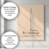 Minimalist Sailing Yacht Nautical Line Art Canvas Wall Art Print Decor Picture Ready to Hang