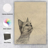 Detailed Kitten Portrait Pen Sketch Canvas Wall Art Print Decor Picture Ready to Hang