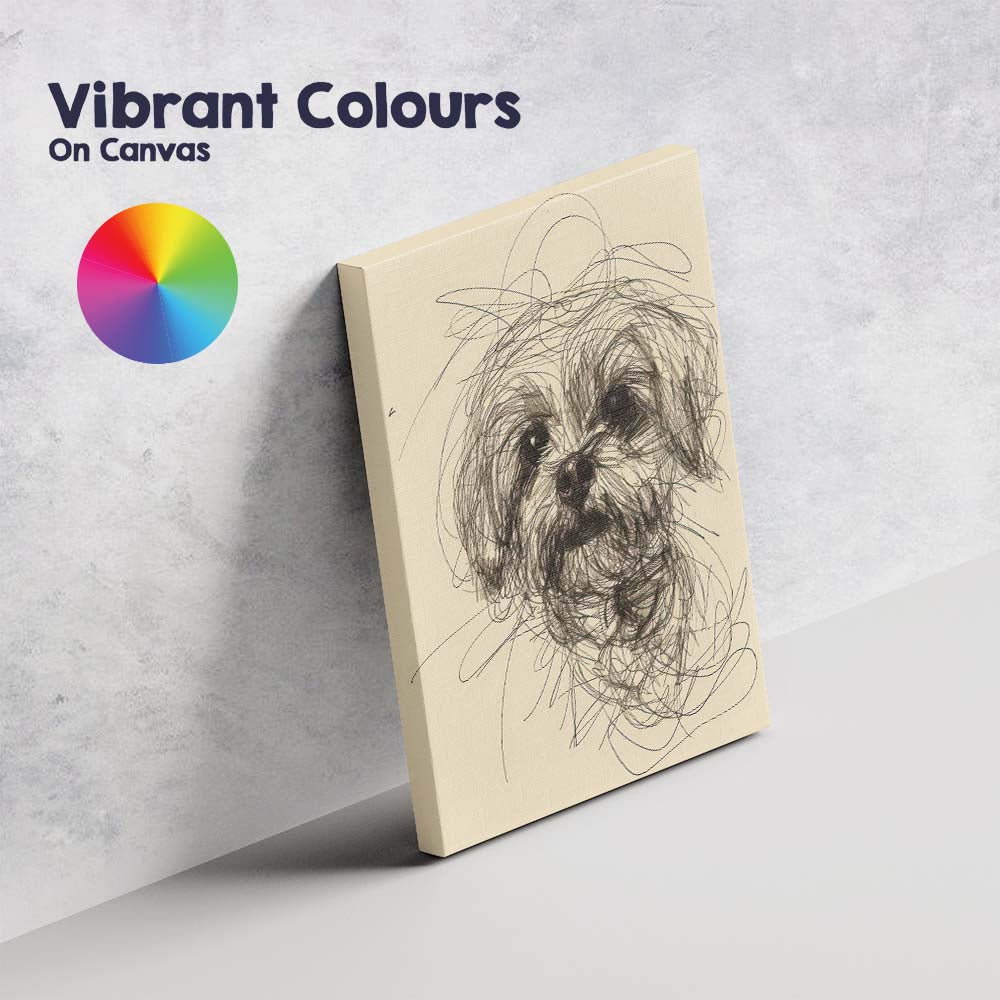 Expressive Shih Tzu Dog Portrait Sketch Canvas Wall Art Print Decor Picture Ready to Hang