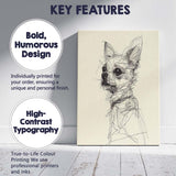 Detailed Chihuahua Dog Portrait Pen Sketch Canvas Wall Art Print Decor Picture Ready to Hang