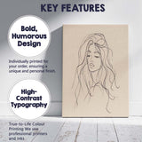 Minimalist Woman Portrait Continuous Line Drawing Canvas Wall Art Print Decor Picture Ready to Hang