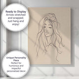 Minimalist Woman Portrait Continuous Line Drawing Canvas Wall Art Print Decor Picture Ready to Hang