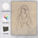Minimalist Woman Portrait Continuous Line Drawing Canvas Wall Art Print Decor Picture Ready to Hang