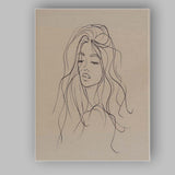 Minimalist Woman Portrait Continuous Line Drawing Canvas Wall Art Print Decor Picture Ready to Hang