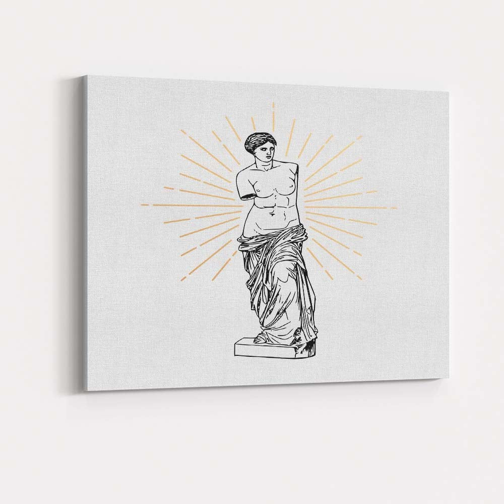 Classical Venus De Milo Statue Line Art Canvas Wall Art Print Decor Picture Ready to Hang