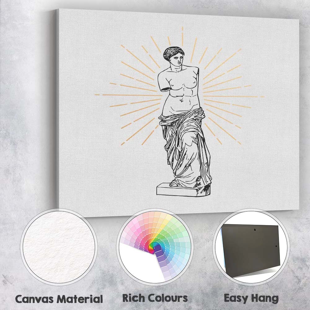 Classical Venus De Milo Statue Line Art Canvas Wall Art Print Decor Picture Ready to Hang