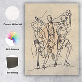 Continuous Line Basketball Players Action Illustration Canvas Wall Art Print Decor Picture Ready to Hang