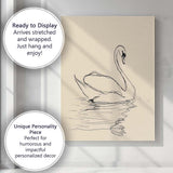 Minimalist Swan On Calm Water Line Art Canvas Wall Art Print Decor Picture Ready to Hang