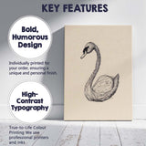 Detailed Swan Bird Sketch Illustration Canvas Wall Art Print Decor Picture Ready to Hang