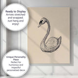 Detailed Swan Bird Sketch Illustration Canvas Wall Art Print Decor Picture Ready to Hang