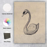 Detailed Swan Bird Sketch Illustration Canvas Wall Art Print Decor Picture Ready to Hang
