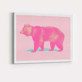 Pop Art Pink Brown Bear Minimalist Wildlife Canvas Wall Art Print Decor Picture Ready to Hang