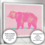 Pop Art Pink Brown Bear Minimalist Wildlife Canvas Wall Art Print Decor Picture Ready to Hang