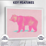 Pop Art Pink Brown Bear Minimalist Wildlife Canvas Wall Art Print Decor Picture Ready to Hang