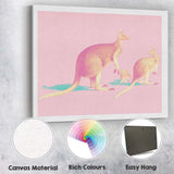 Pop Art Kangaroo Family Pink Background Canvas Wall Art Print Decor Picture Ready to Hang