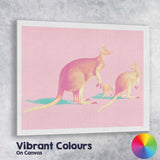 Pop Art Kangaroo Family Pink Background Canvas Wall Art Print Decor Picture Ready to Hang