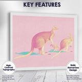 Pop Art Kangaroo Family Pink Background Canvas Wall Art Print Decor Picture Ready to Hang