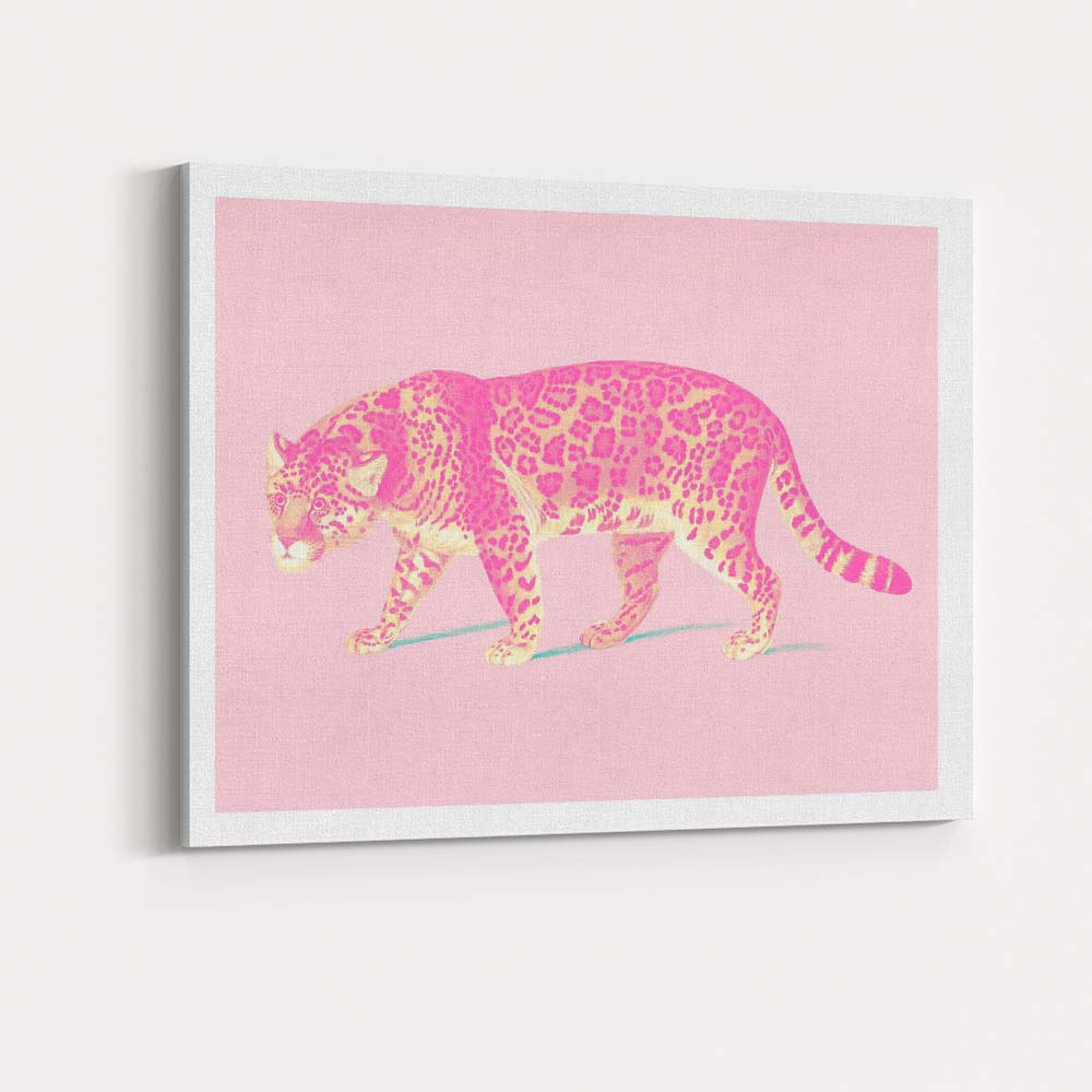 Pop Art Pink Leopard Wildlife Illustration Canvas Wall Art Print Decor Picture Ready to Hang