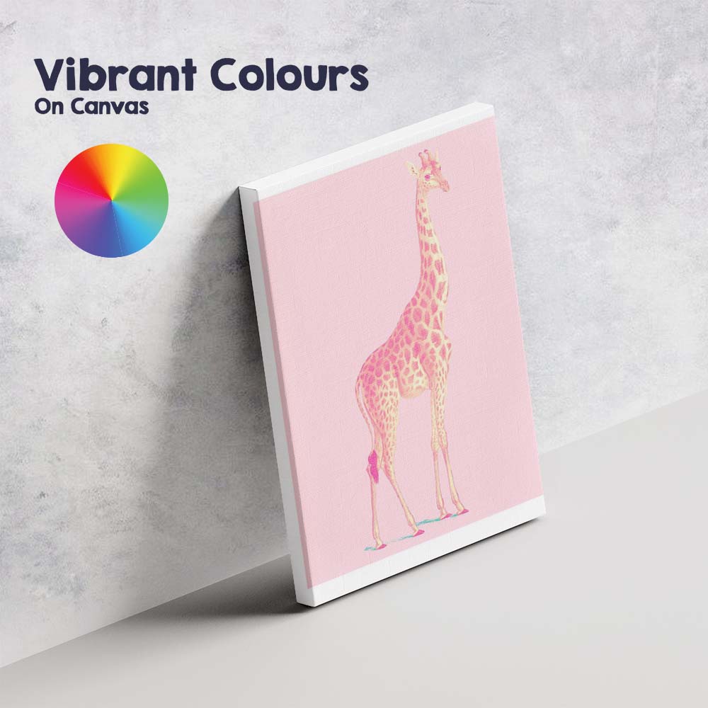 Pop Art Pink Giraffe Minimalist Wildlife Canvas Wall Art Print Decor Picture Ready to Hang