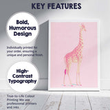 Pop Art Pink Giraffe Minimalist Wildlife Canvas Wall Art Print Decor Picture Ready to Hang