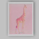 Pop Art Pink Giraffe Minimalist Wildlife Canvas Wall Art Print Decor Picture Ready to Hang