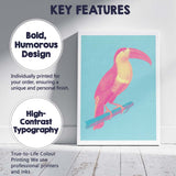 Pop Art Toucan Turquoise Background Tropical Bird Canvas Wall Art Print Decor Picture Ready to Hang