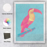 Pop Art Toucan Turquoise Background Tropical Bird Canvas Wall Art Print Decor Picture Ready to Hang