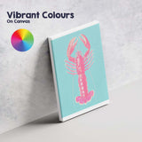 Pop Art Pink Lobster Turquoise Background Coastal Canvas Wall Art Print Decor Picture Ready to Hang