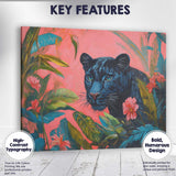 Black Panther Tropical Jungle Pink Botanical Canvas Wall Art Print Decor Picture Ready to Hang