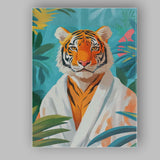 Elegant Tiger Portrait White Robe Tropical Canvas Wall Art Print Decor Picture Ready to Hang