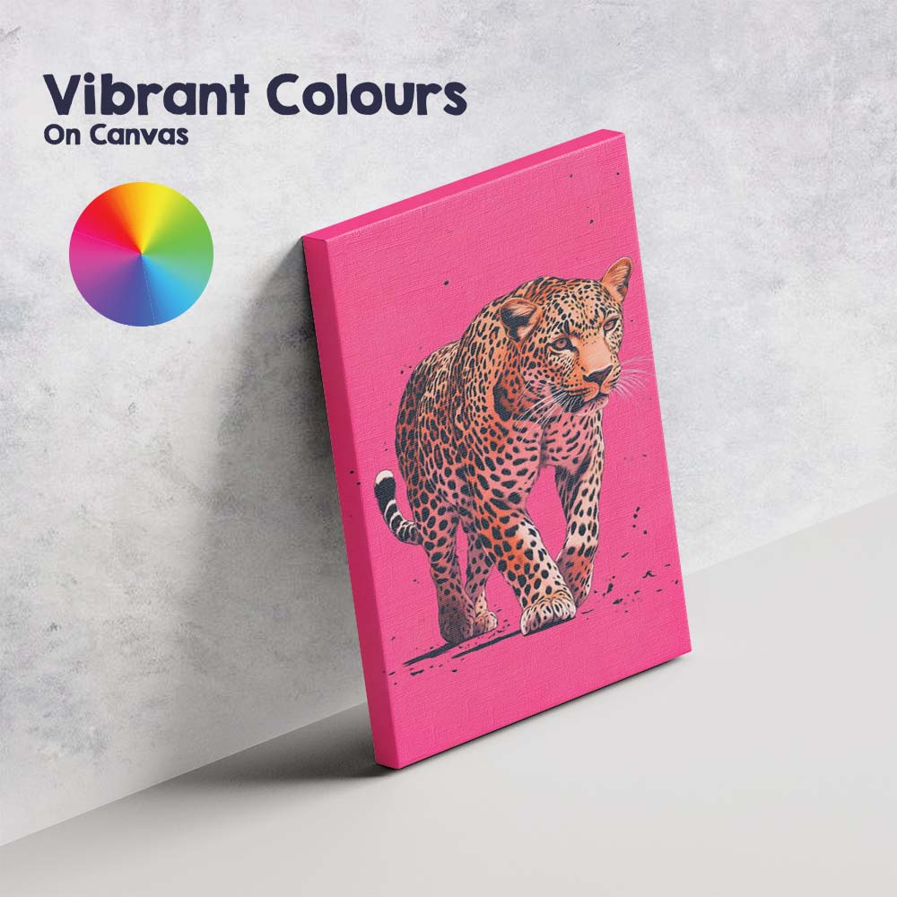 Walking Leopard Pink Pop Art Wildlife Canvas Wall Art Print Decor Picture Ready to Hang