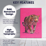 Walking Leopard Pink Pop Art Wildlife Canvas Wall Art Print Decor Picture Ready to Hang