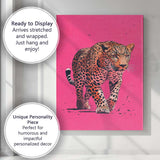 Walking Leopard Pink Pop Art Wildlife Canvas Wall Art Print Decor Picture Ready to Hang