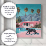 Black Panther Luxury Pink Desert Villa Canvas Wall Art Print Decor Picture Ready to Hang