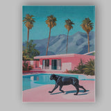 Black Panther Luxury Pink Desert Villa Canvas Wall Art Print Decor Picture Ready to Hang