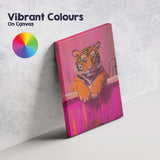 Tiger Relaxing in Pink Bathtub Contemporary Canvas Wall Art Print Decor Picture Ready to Hang