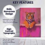 Tiger Relaxing in Pink Bathtub Contemporary Canvas Wall Art Print Decor Picture Ready to Hang