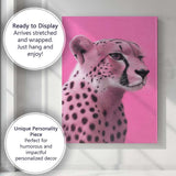 Pink Tinted Cheetah Portrait Minimalist Wildlife Canvas Wall Art Print Decor Picture Ready to Hang