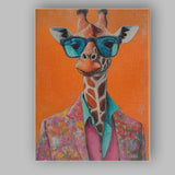 Fashionable Giraffe Wearing Colourful Suit and Sunglasses Canvas Wall Art Print Decor Picture Ready to Hang