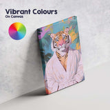 Elegant Tiger Wearing White Spa Robe Tropical Canvas Wall Art Print Decor Picture Ready to Hang
