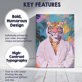 Elegant Tiger Wearing White Spa Robe Tropical Canvas Wall Art Print Decor Picture Ready to Hang