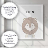 Minimalist Cute Lion Nursery Animal Illustration Canvas Wall Art Print Decor Picture Ready to Hang