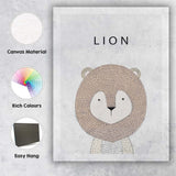 Minimalist Cute Lion Nursery Animal Illustration Canvas Wall Art Print Decor Picture Ready to Hang